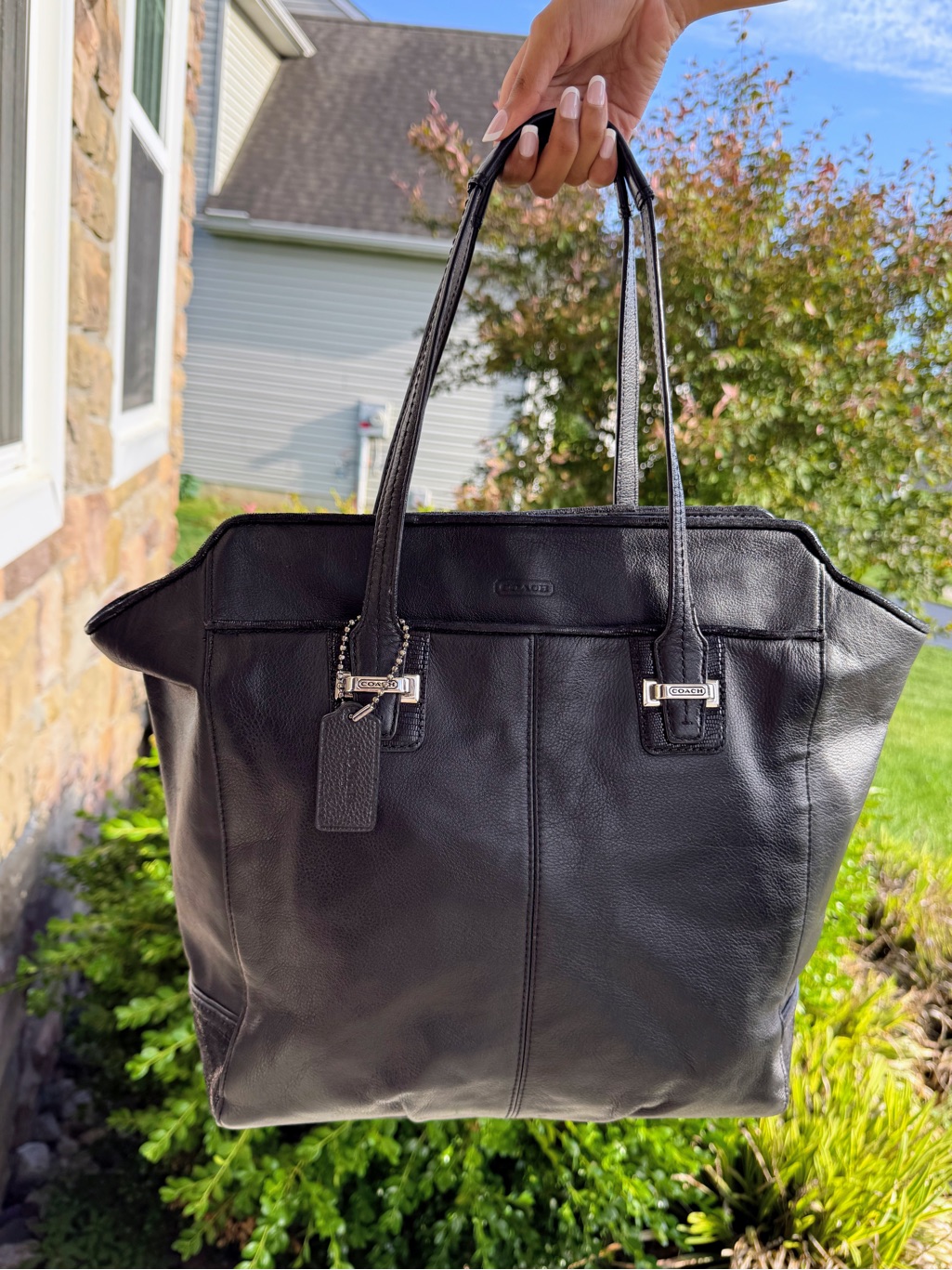 Coach Taylor Leather North South Tote Black F25941